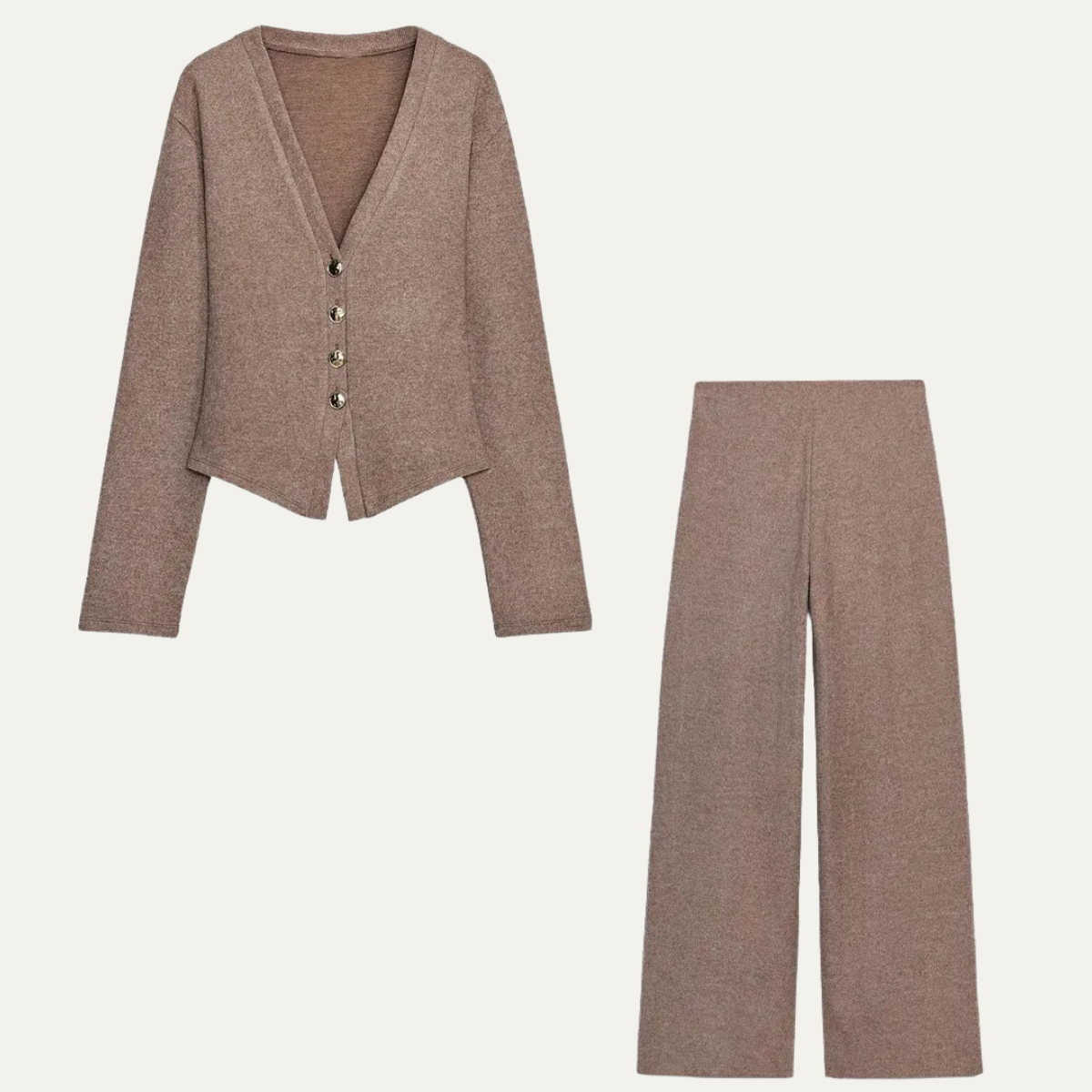 Elegant Two Piece Suit – Blazer Jacket with Wide Leg Pants