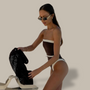 Aubree Bandeau High-Waisted Swimsuit-Jordyn the Label