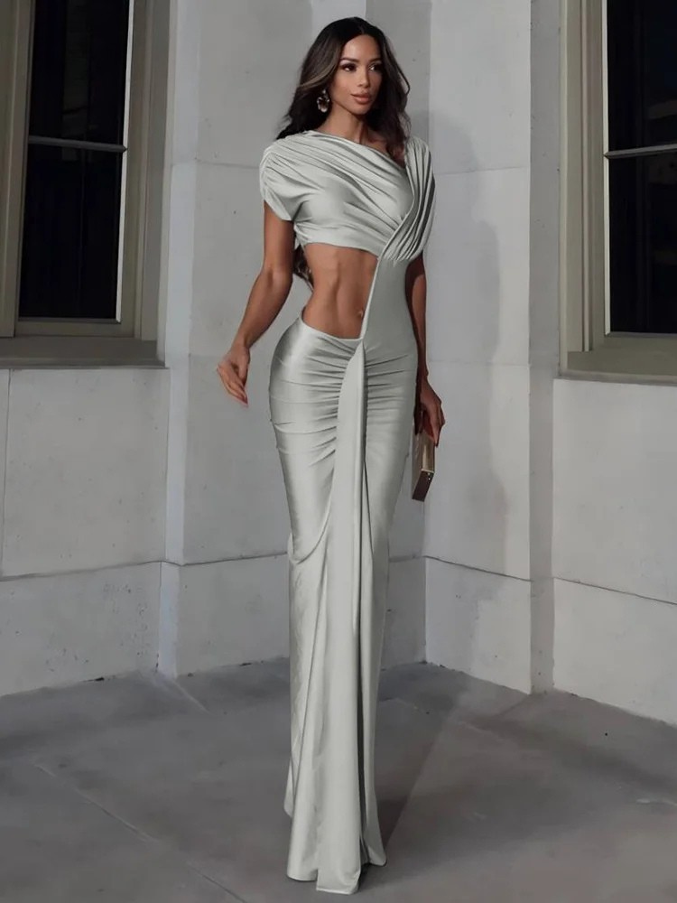 Cut Out Maxi Dress – Elegant One Shoulder Evening Gown