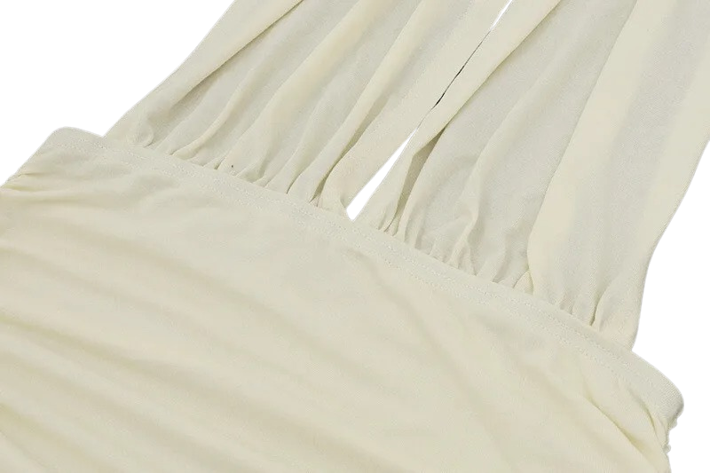 Apricot Halter Mini Dress – Ruched Backless Tassel Party Dress