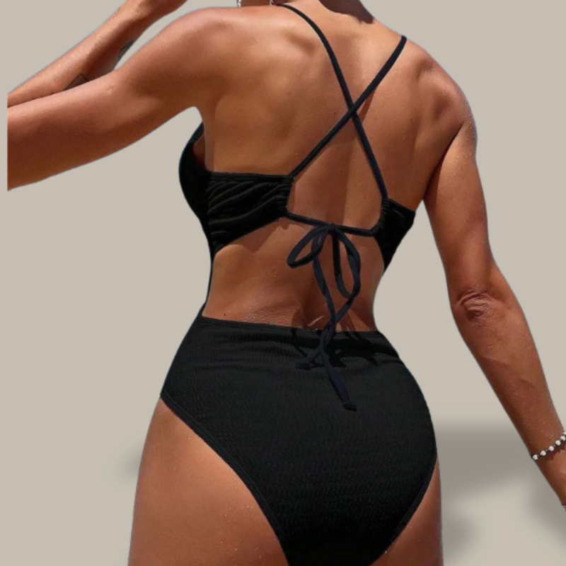 Amy Cross-Strap Ribbed Swimsuit-Jordyn the Label