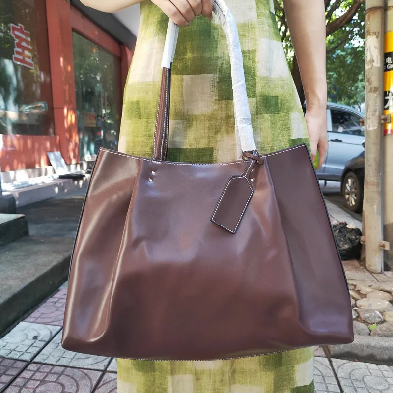 Leather Tote Bag – Large Capacity Shoulder Handbag