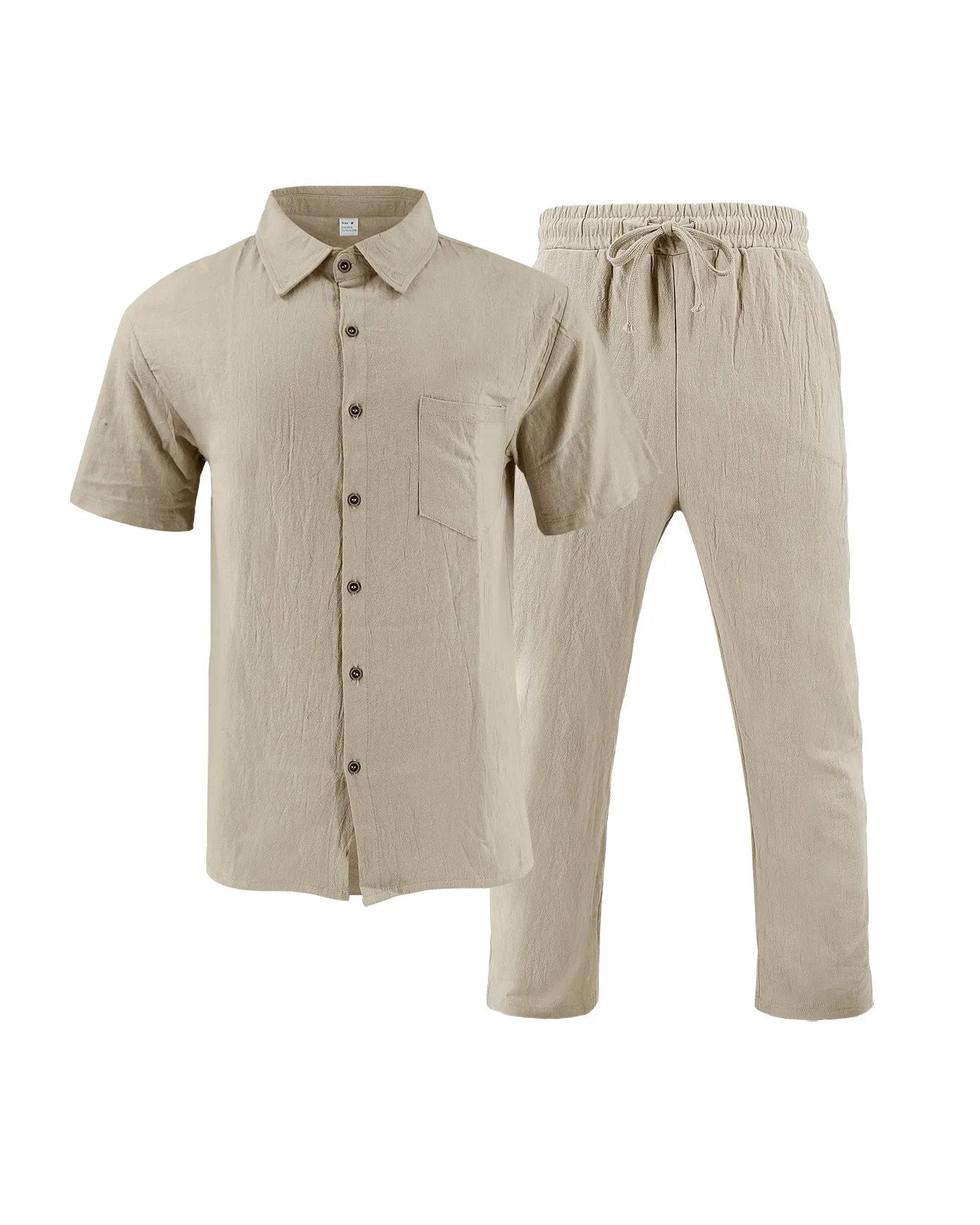 Men’s Linen Shirt and Pants Set – Casual Summer Beach Outfit