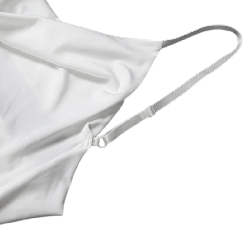 White Satin Cowl Neck Slip Dress – Spaghetti Strap Maxi Gown