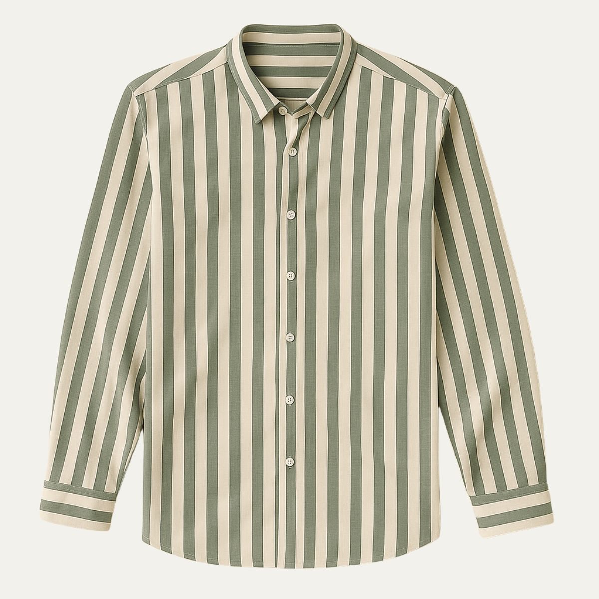 Portwell Men’s Linen Stripe Shirt – Relaxed Fit, Long Sleeve