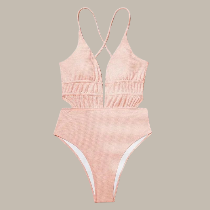 Amy Cross-Strap Ribbed Swimsuit-Jordyn the Label