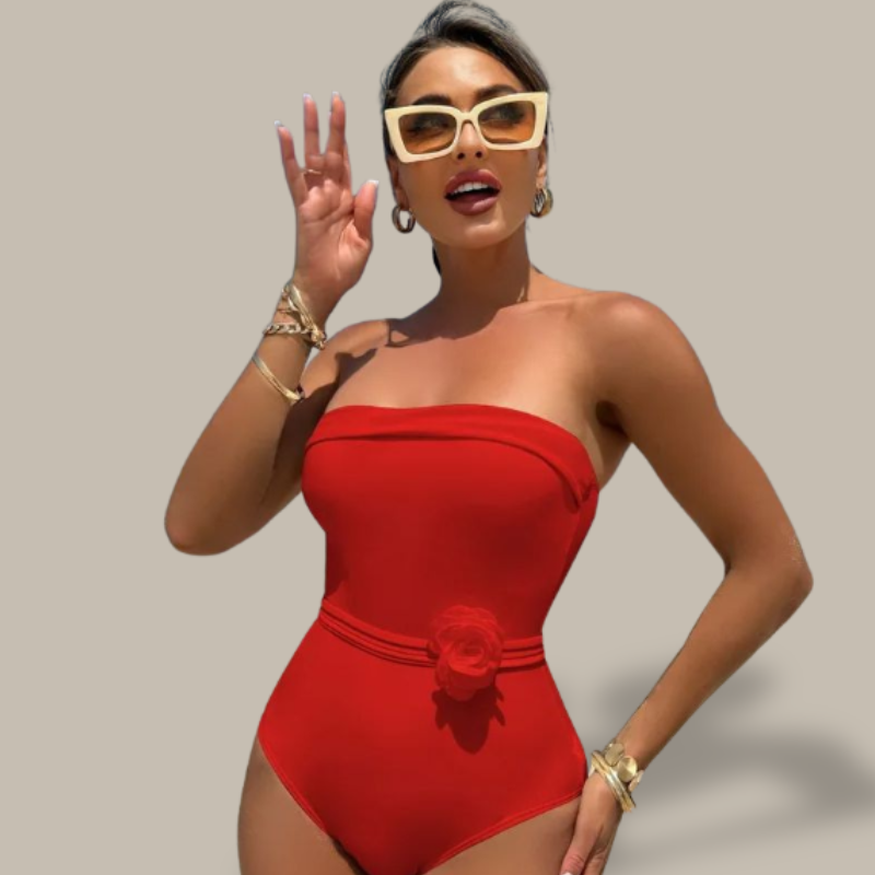 Alana Bandeau Flower Monokini Swimwear-Jordyn the Label