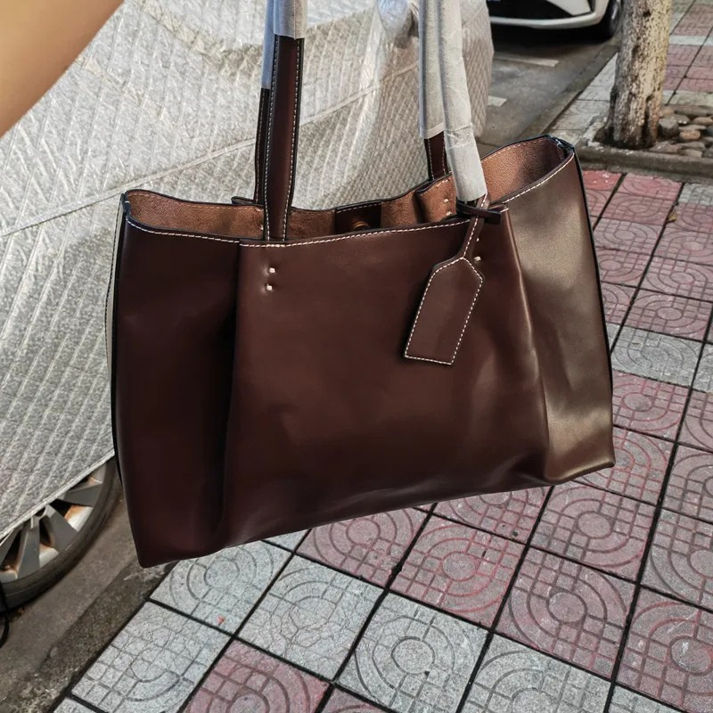 Leather Tote Bag – Large Capacity Shoulder Handbag