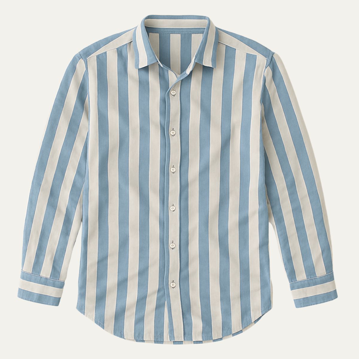 Portwell Men’s Linen Stripe Shirt – Relaxed Fit, Long Sleeve