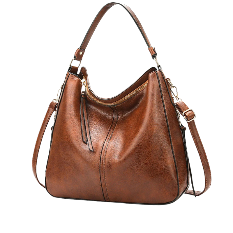 Luxury Leather Hobo Bag – Brown Shoulder & Crossbody Handbag