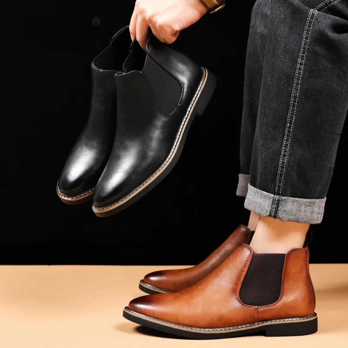 Men’s Slip On Vintage Leather Chelsea Boots