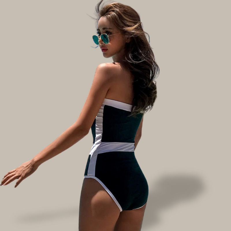 Aubree Bandeau High-Waisted Swimsuit-Jordyn the Label