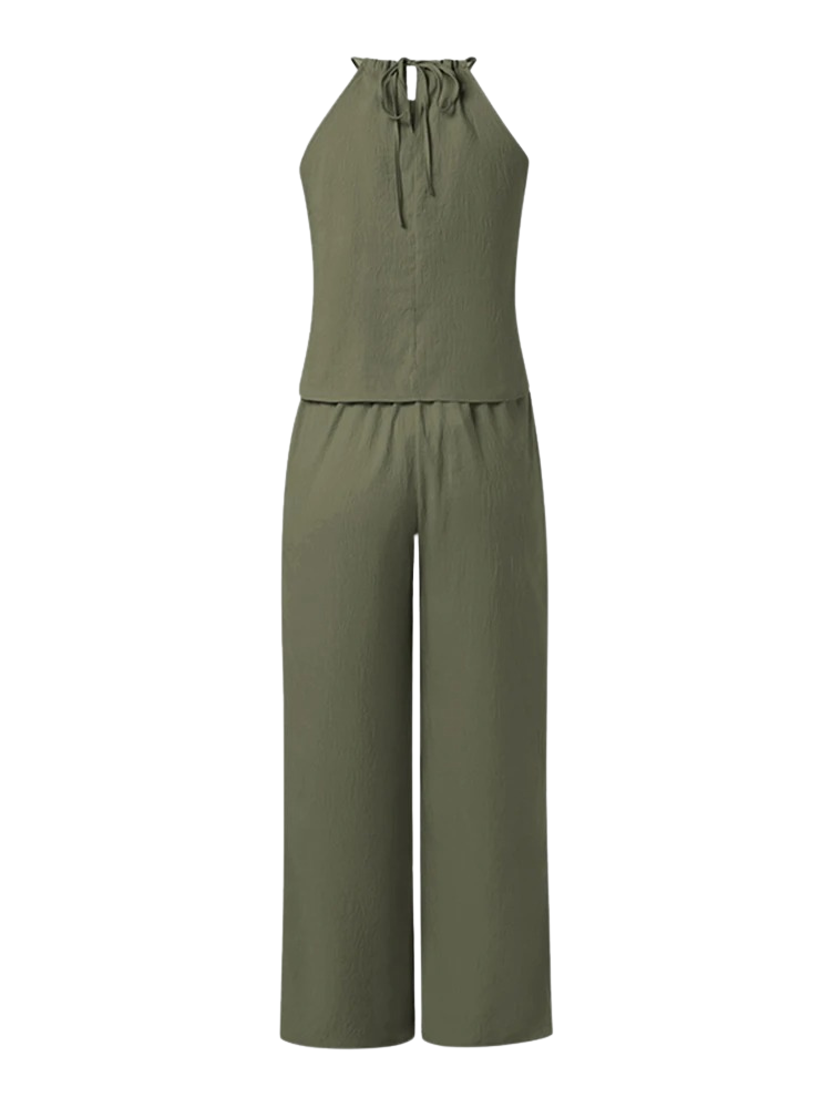 Halter Top and Wide Leg Pants – Casual Summer Outfit