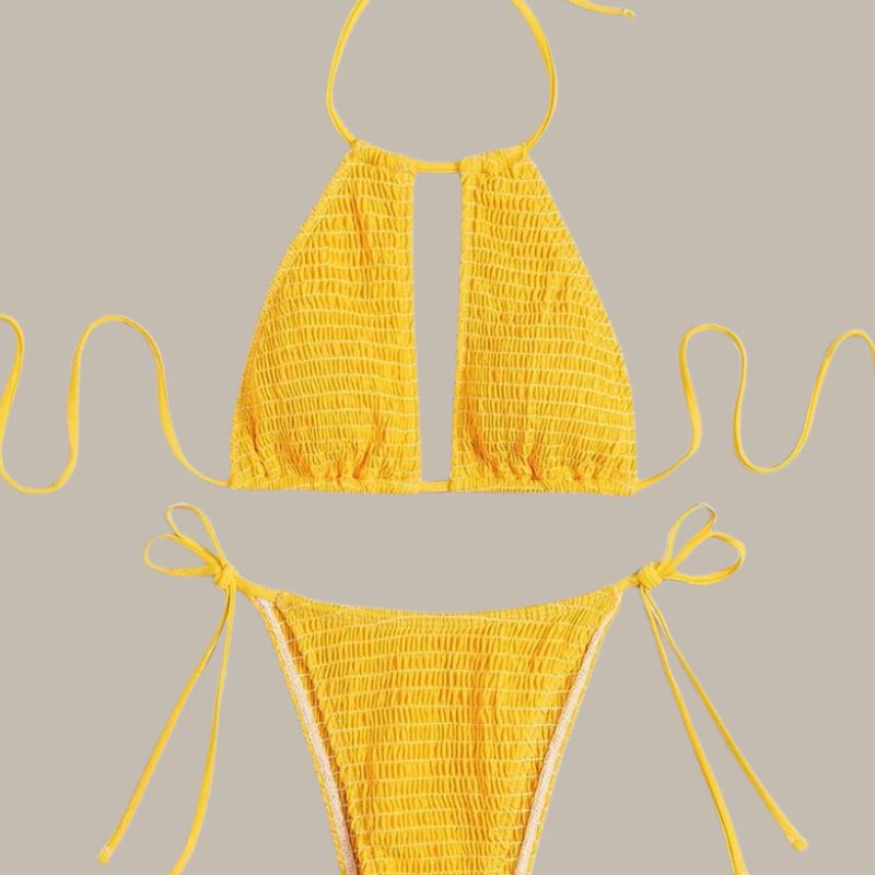 Ella - Smocked Halter Tie Bikini-Jordyn the Label