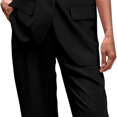 Stylish Two Piece Suit Set – Sleeveless Blazer Vest & Wide Leg Pants