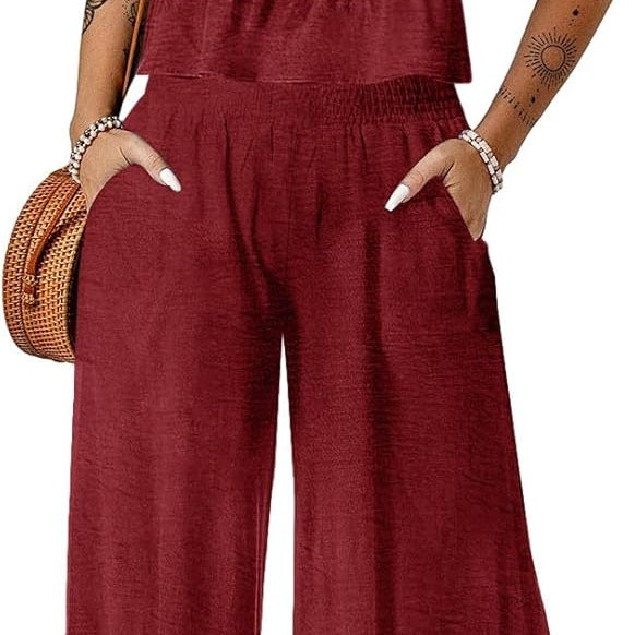 Casual Two Piece Set – Tank Top & Wide Leg Pants
