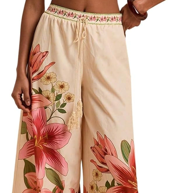 Floral Two Piece Set – Crop Top & Boho Wide Leg Pants