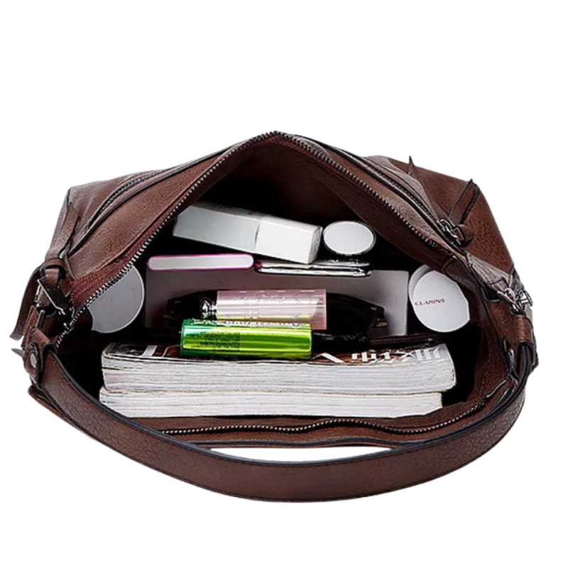 Leather Shoulder Bag – Vintage Tote with Tassel & Crossbody Strap