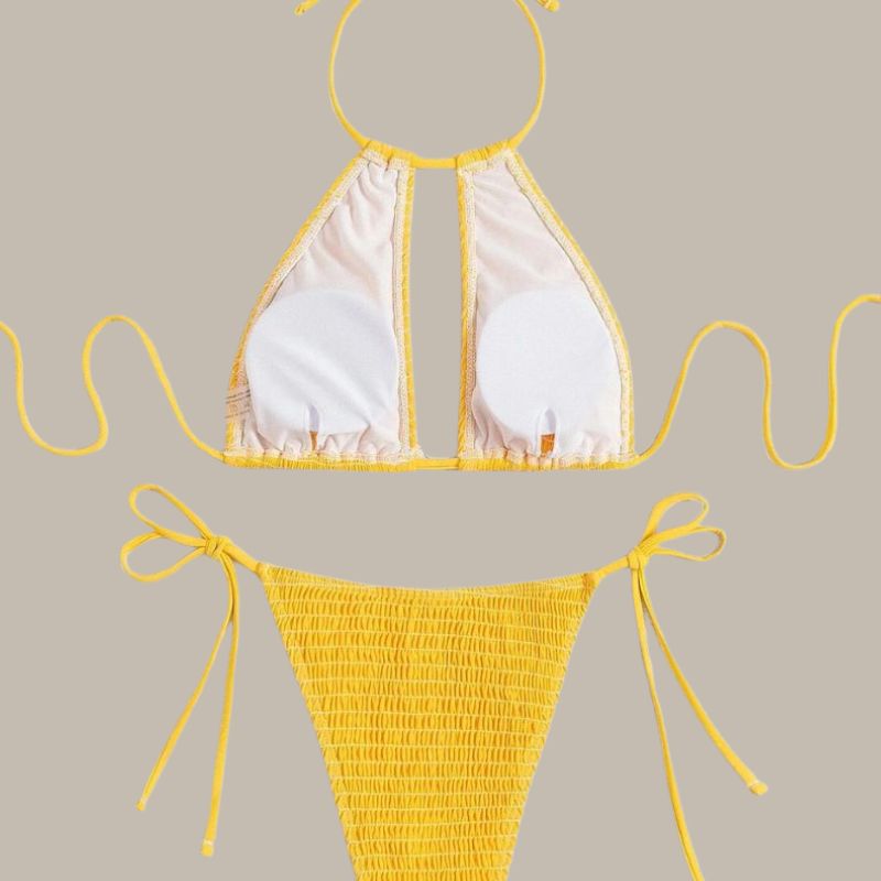 Ella - Smocked Halter Tie Bikini-Jordyn the Label