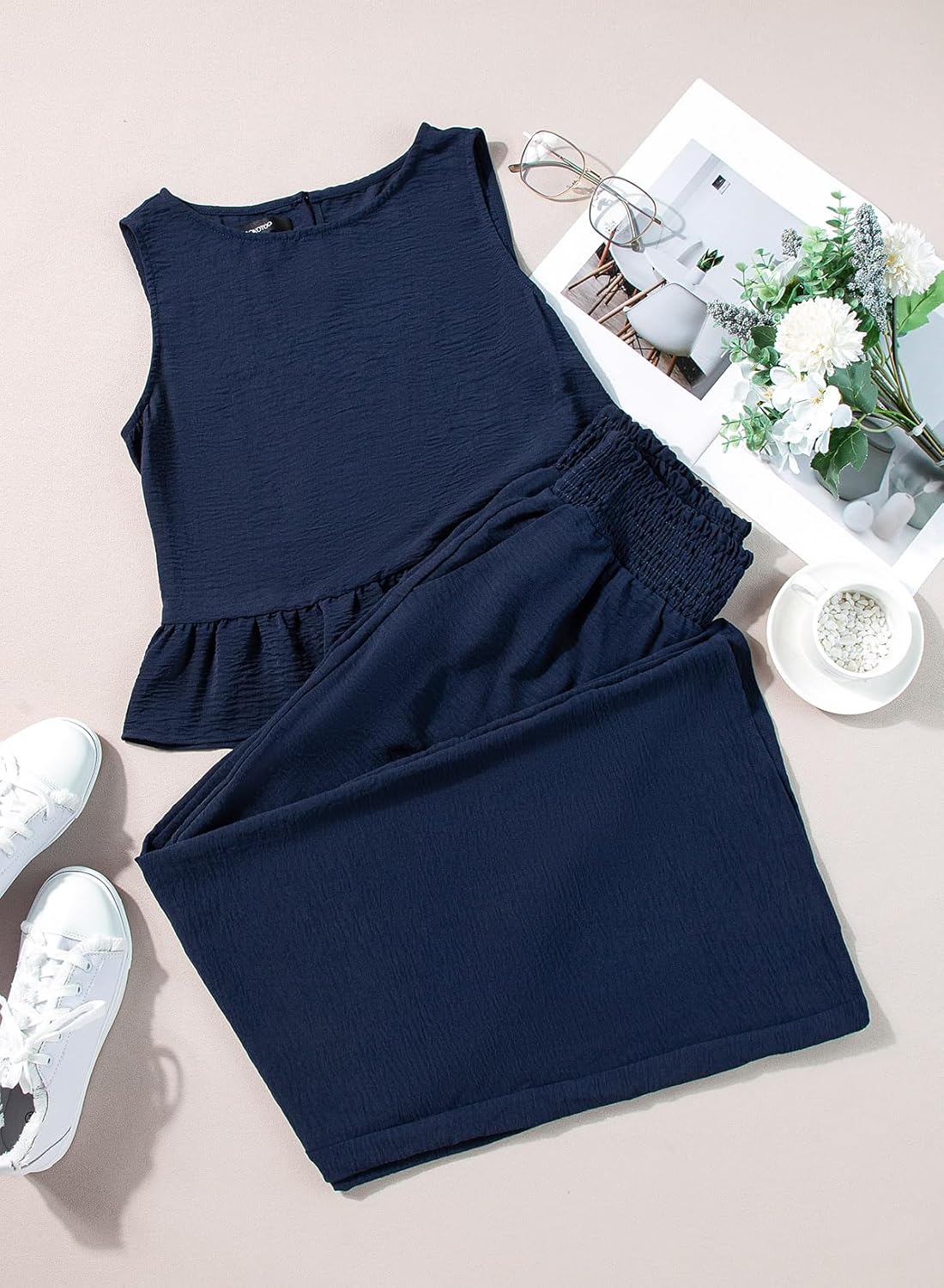 Casual Two Piece Set – Tank Top & Wide Leg Pants