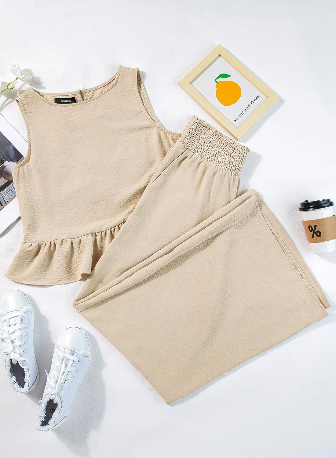 Casual Two Piece Set – Tank Top & Wide Leg Pants