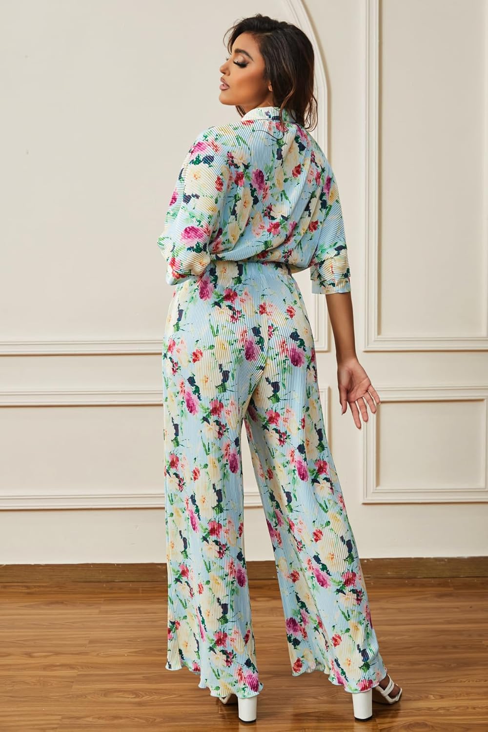 Stylish Printed Jumpsuit – Button Up Wide Leg Loose Fit Outfit