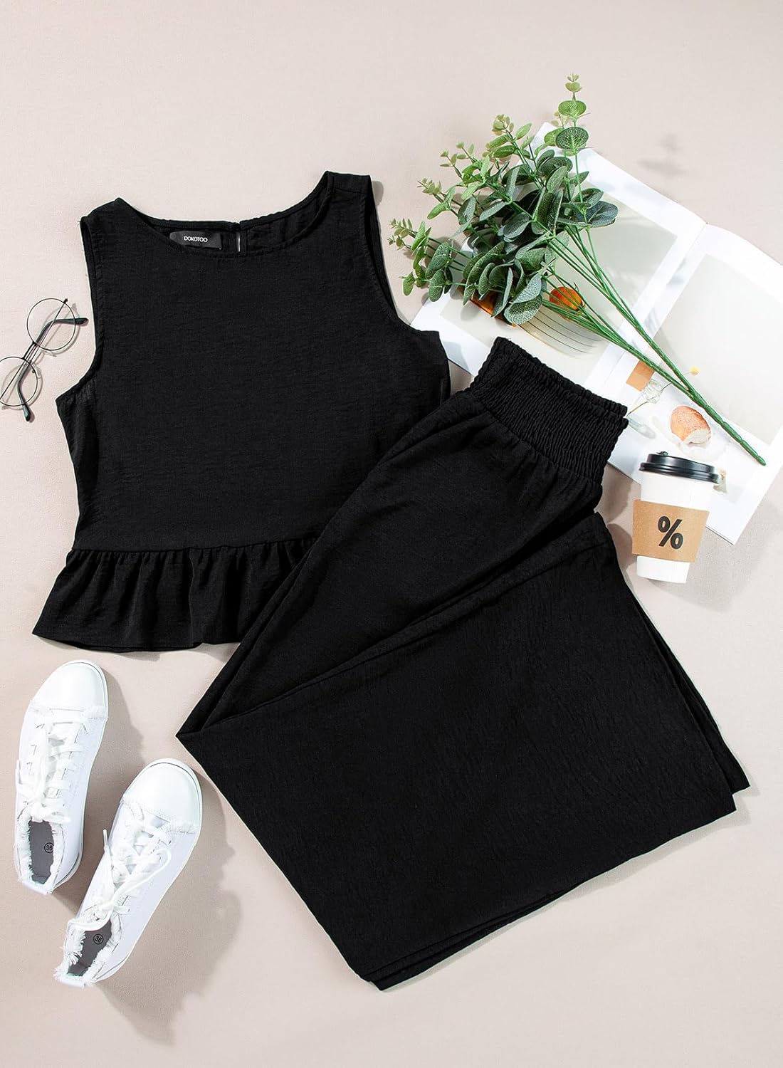 Casual Two Piece Set – Tank Top & Wide Leg Pants