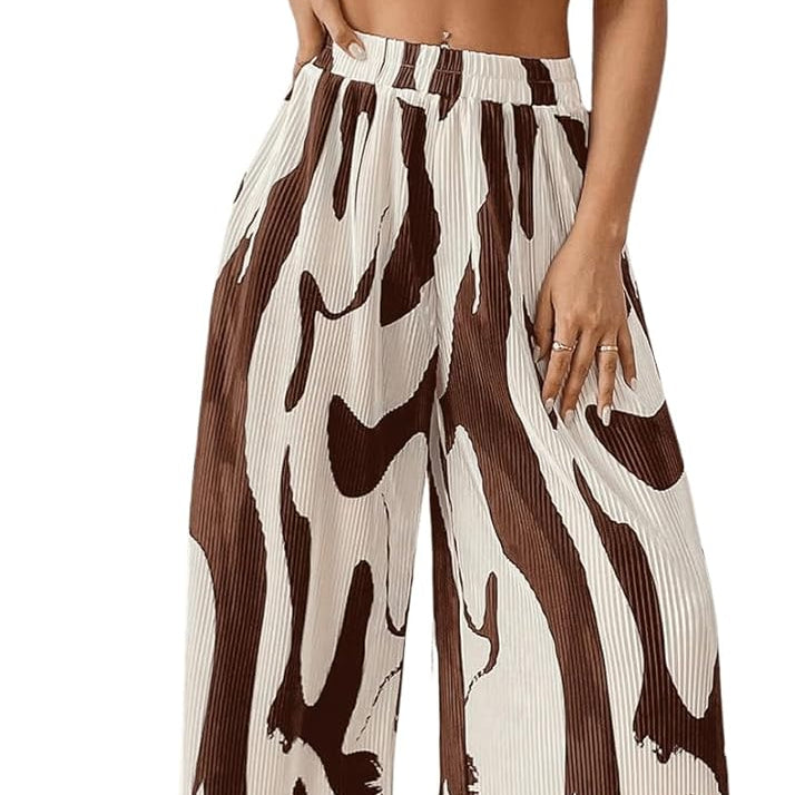 Two Piece Set – Halter Crop Top & Wide Leg Pants