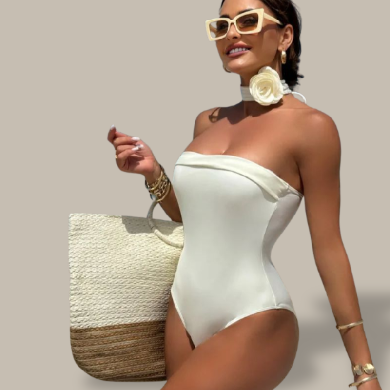 Alana Bandeau Flower Monokini Swimwear-Jordyn the Label