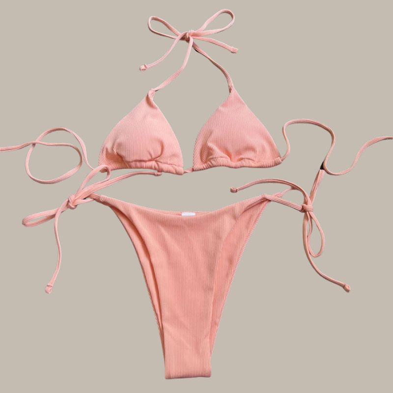 Mila - Halter Ribbed Thong Bikini-Jordyn the Label