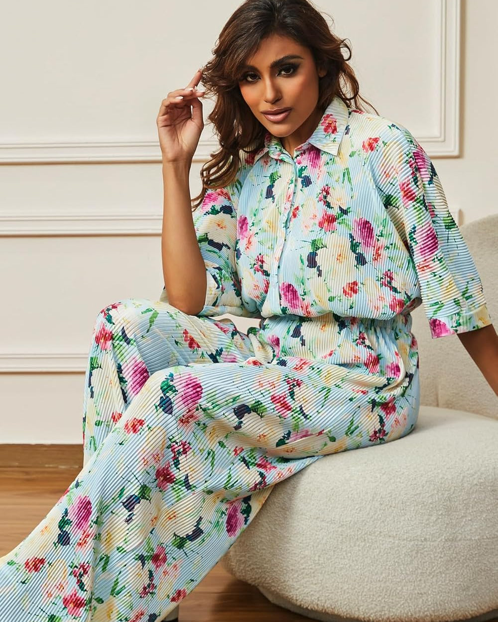 Stylish Printed Jumpsuit – Button Up Wide Leg Loose Fit Outfit