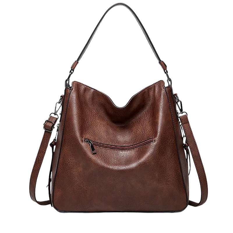 Leather Shoulder Bag – Vintage Tote with Tassel & Crossbody Strap