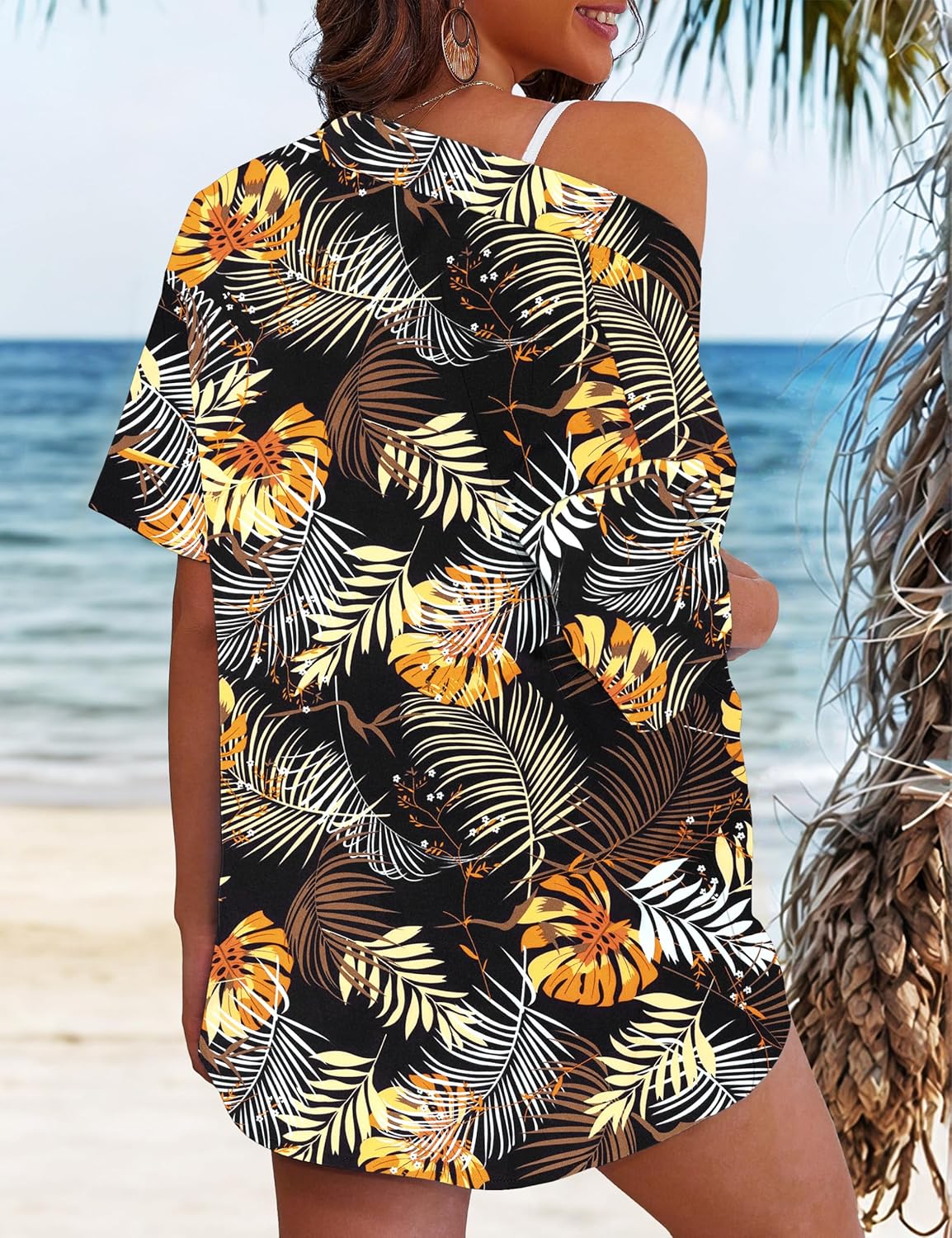 Printed Two Piece Set – Kimono Shirt & Shorts Beachwear Cover Up