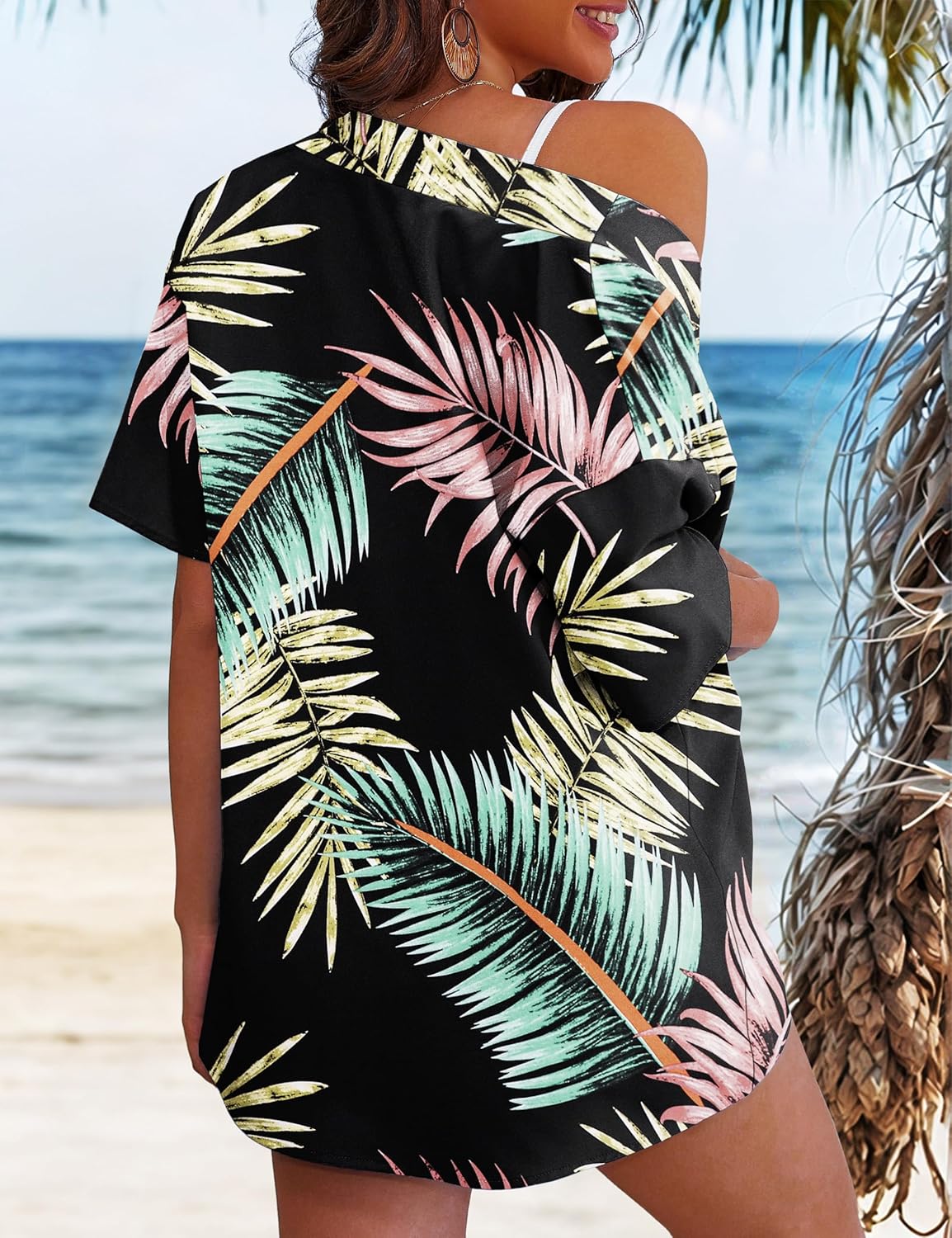 Printed Two Piece Set – Kimono Shirt & Shorts Beachwear Cover Up