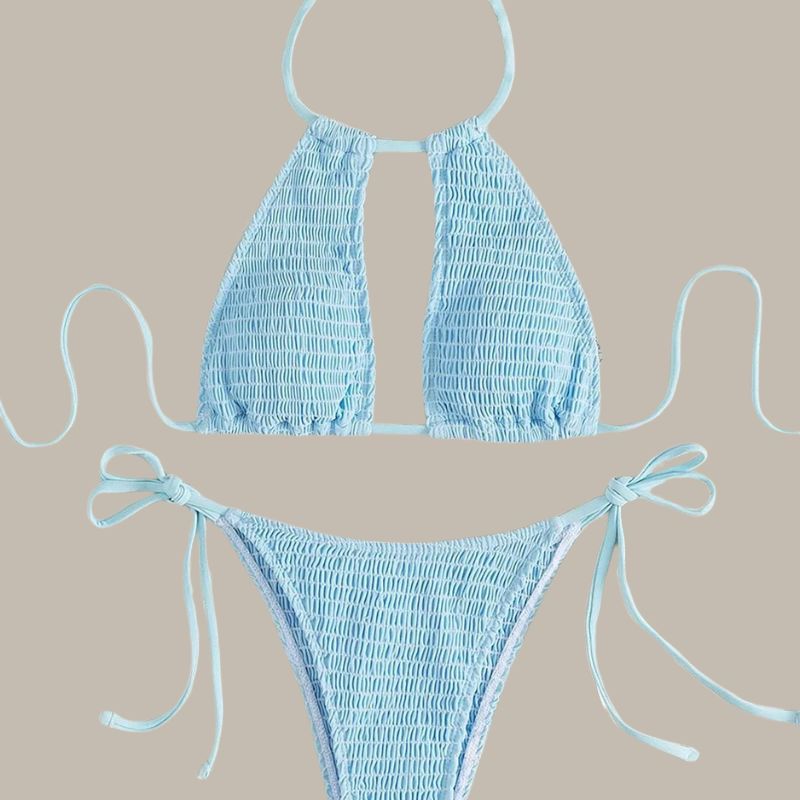 Ella - Smocked Halter Tie Bikini-Jordyn the Label
