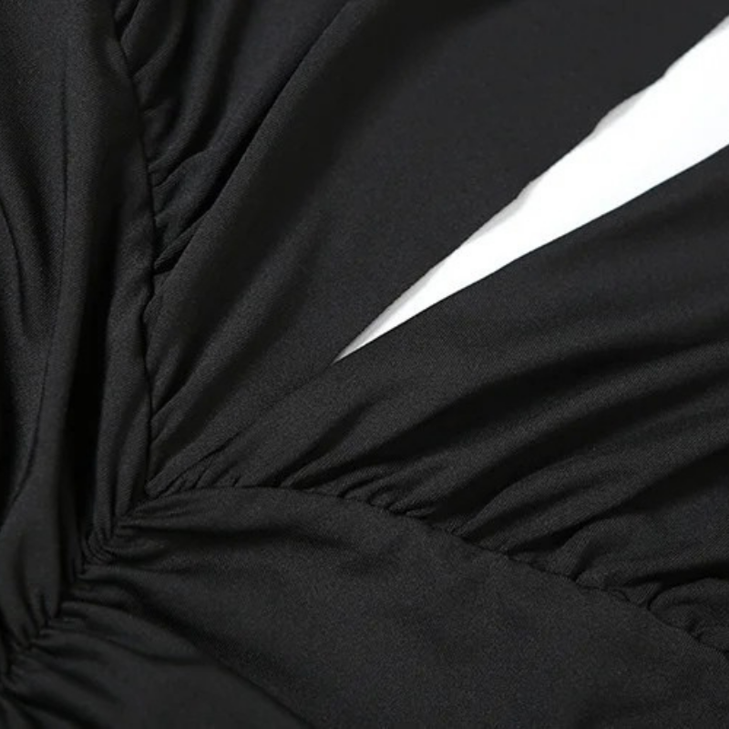 Halter Maxi Dress – Ruched Deep V Split Evening Gown