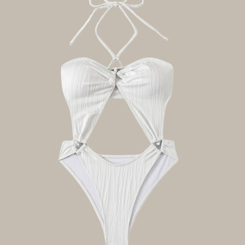 Angela Hollow Back Halter Swimsuit-Jordyn the Label