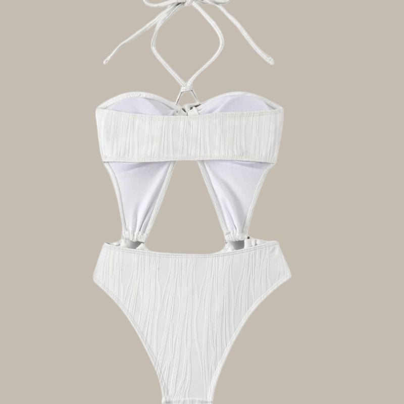 Angela Hollow Back Halter Swimsuit-Jordyn the Label