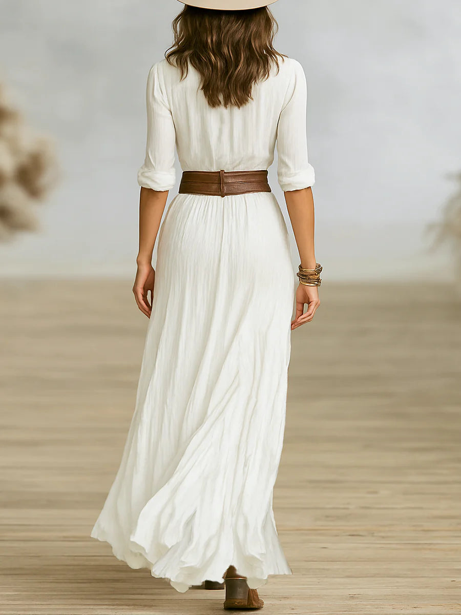 Boho Maxi Dress – Long Sleeve Button Down Summer Dress