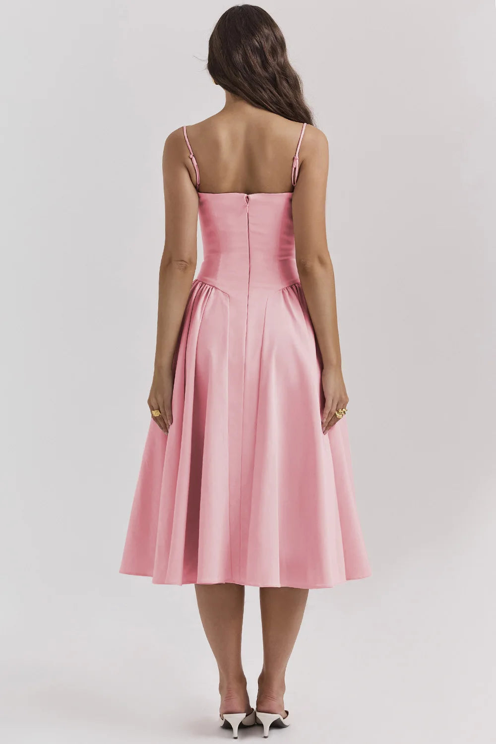 Midi Dress – Vintage Square Neck Sleeveless Summer Dress