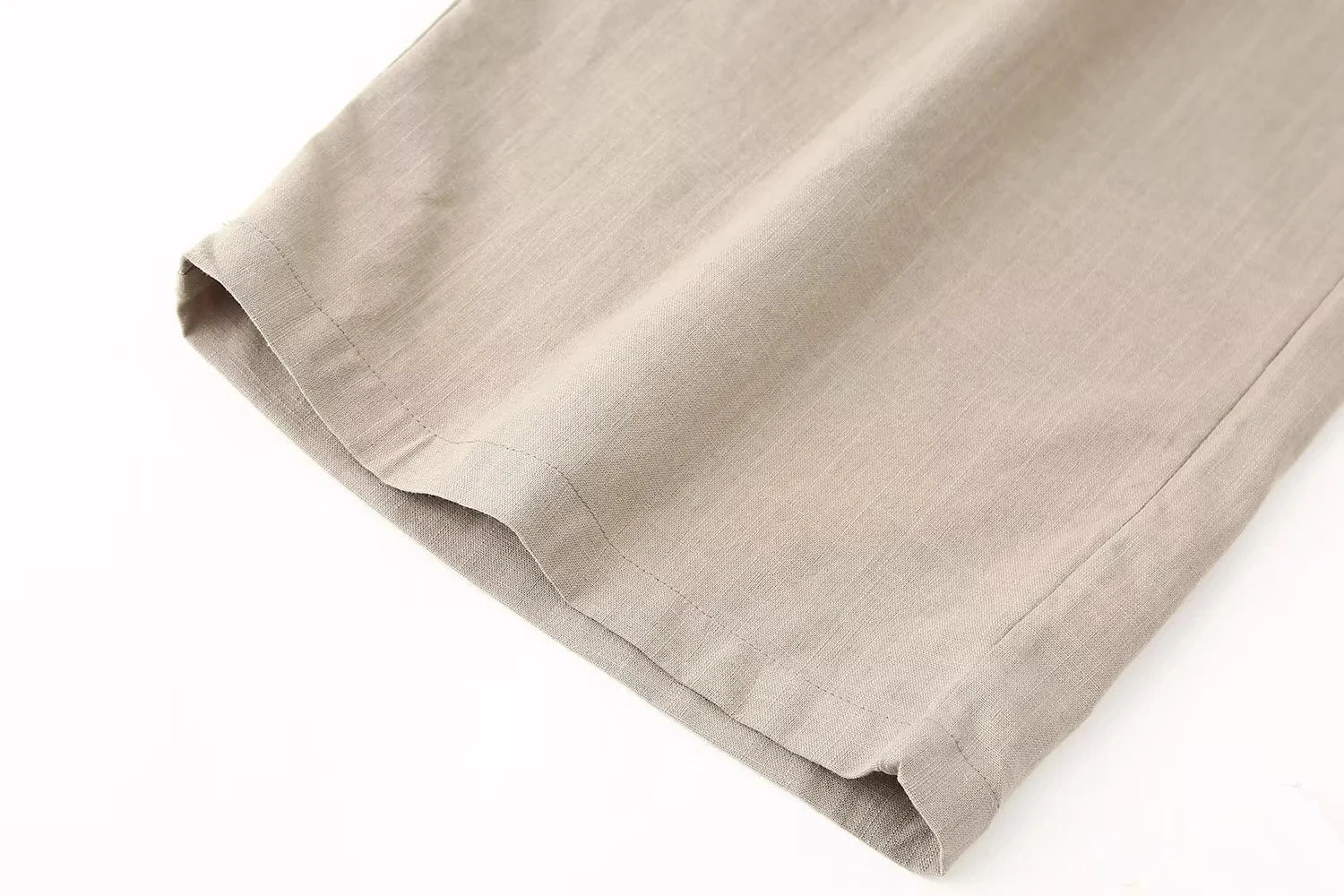 Khaki Two Piece Set – Loose Belted Blazer and Wide Leg Trousers