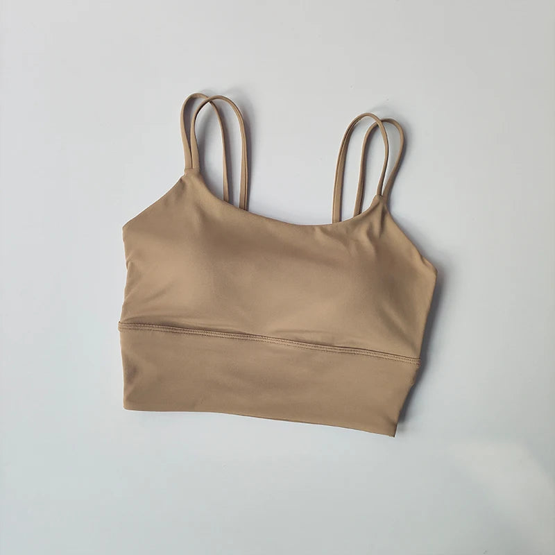 Padded Sports Bra with String Straps – Shockproof Gym, PIlates & Yoga Activewear