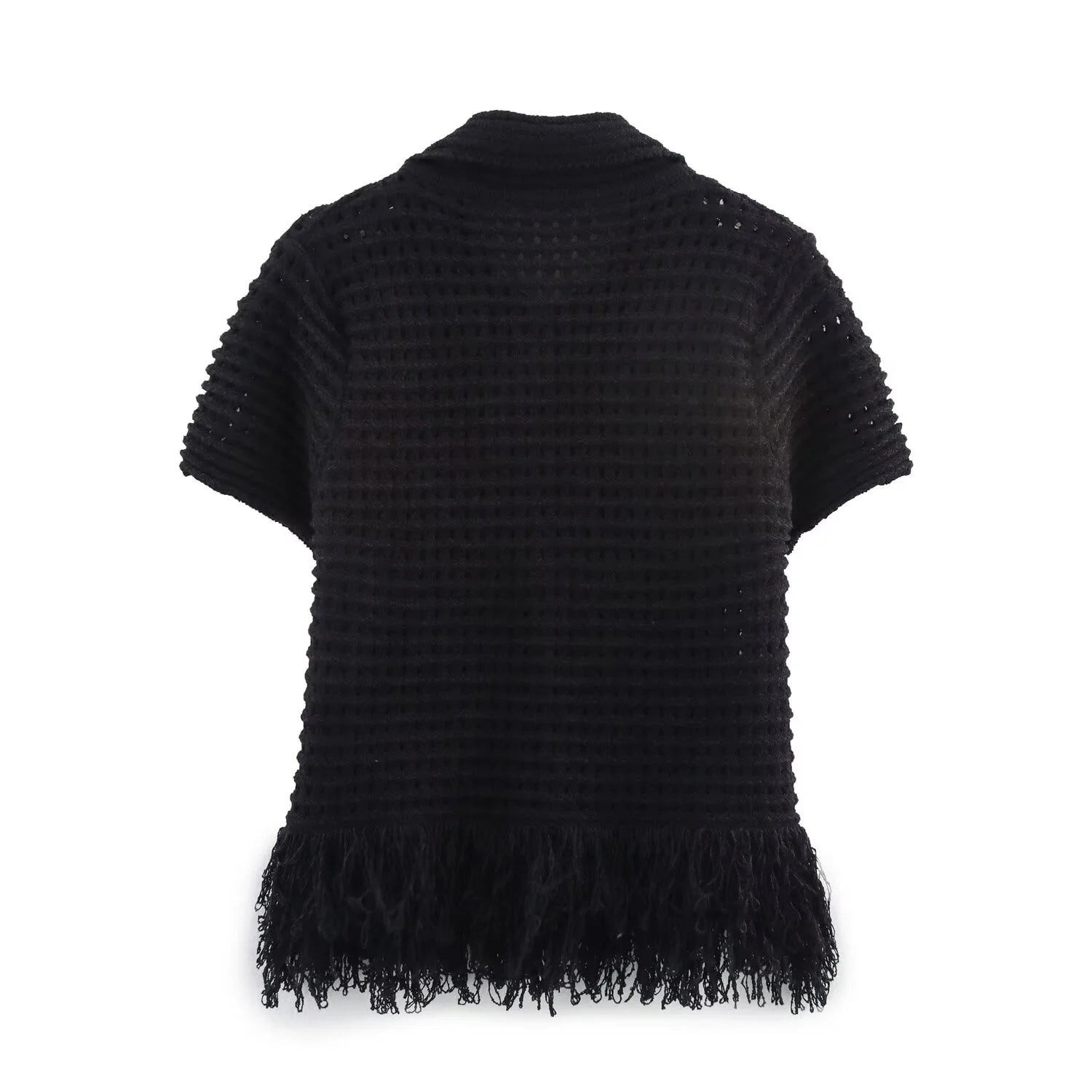 Knitted Two Piece Set – Tassel Short Sleeve Top & Mini Skirt Co ord Outfit