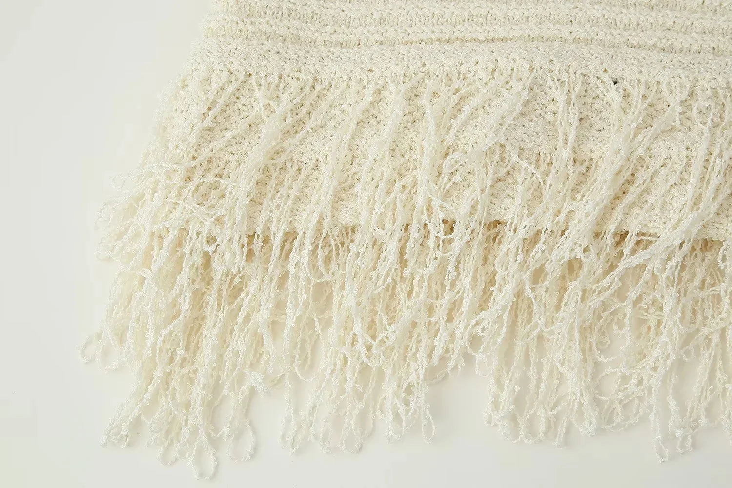 Knitted Two Piece Set – Tassel Short Sleeve Top & Mini Skirt Co ord Outfit