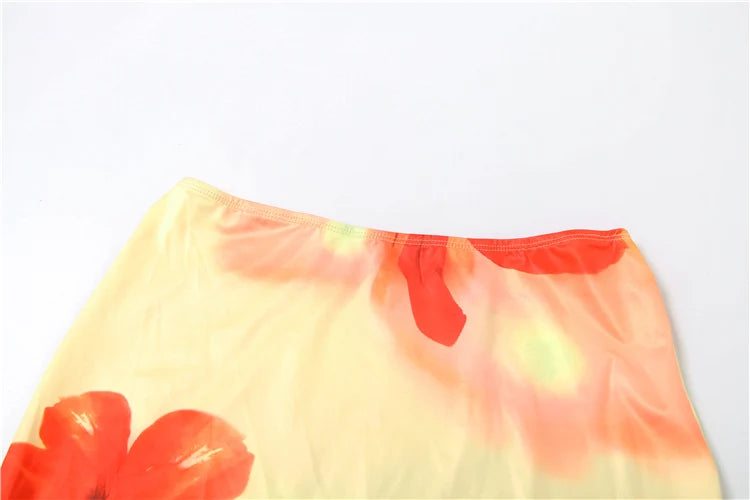 Stylish Print Two Piece Set – Satin Crop Top and Maxi Skirt