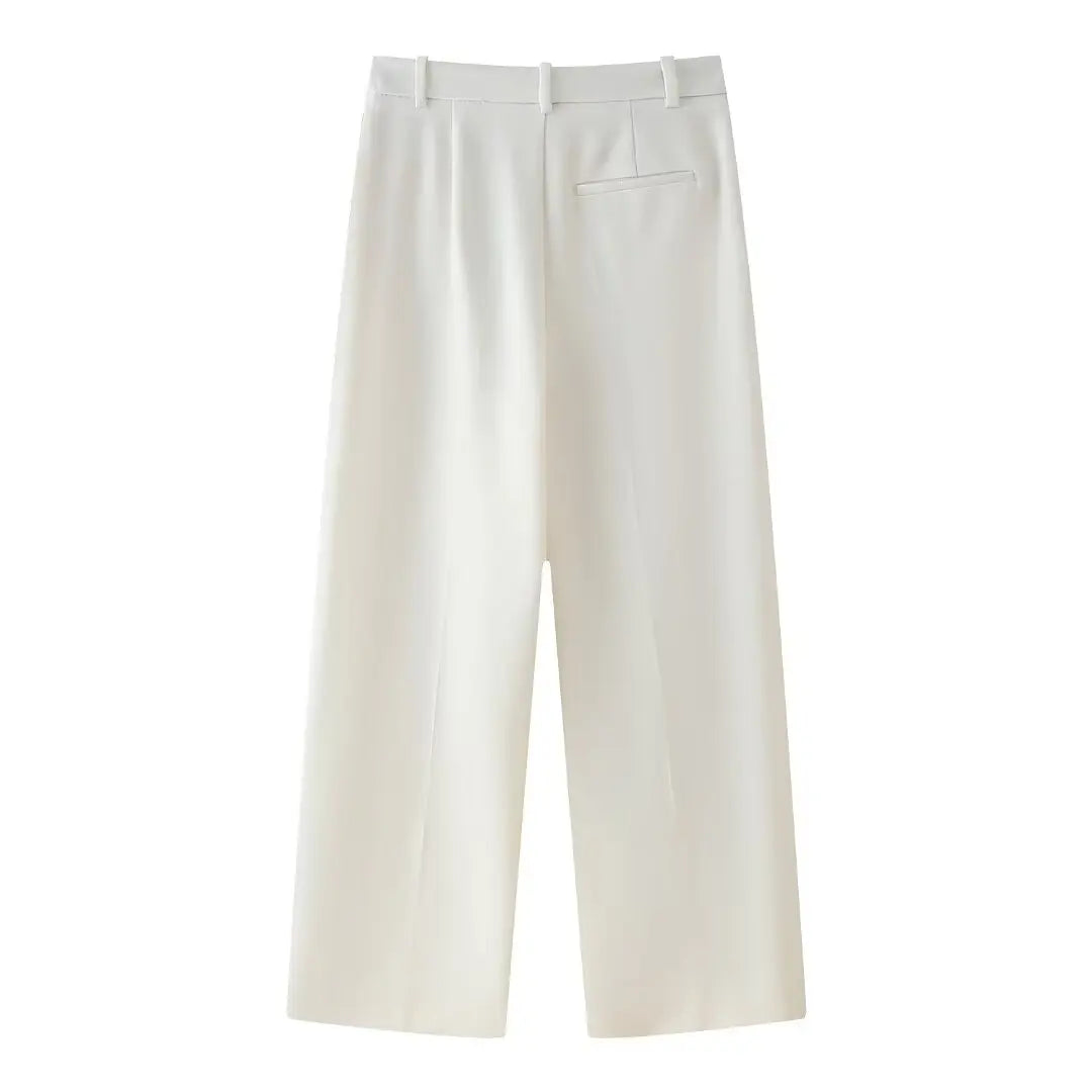 2 Piece Vest and Pants Set – Sleeveless Crop Blazer Top & High Waist Wide Leg Pants