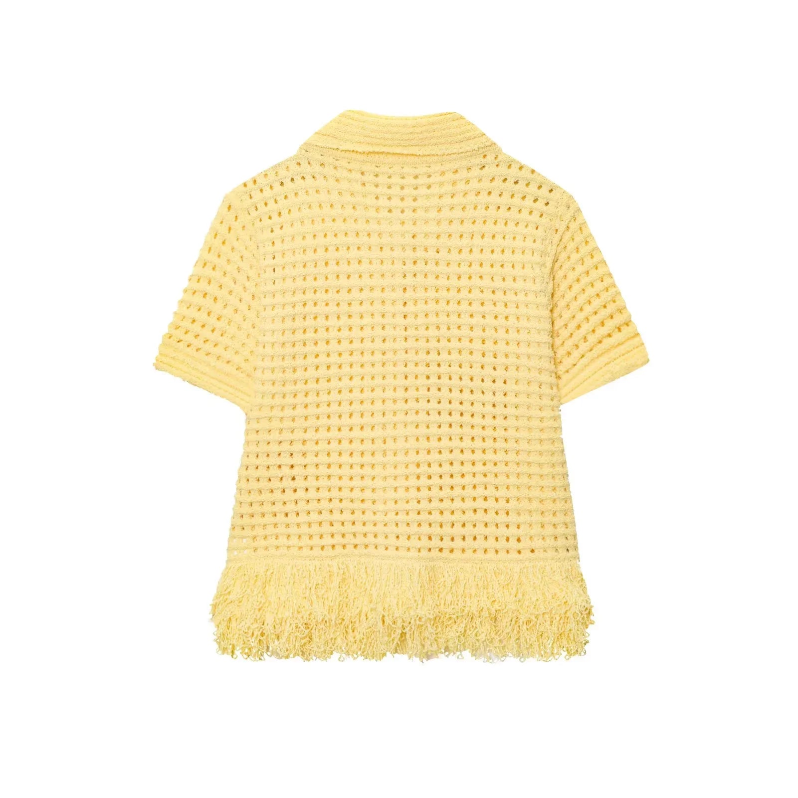 Knitted Two Piece Set – Tassel Short Sleeve Top & Mini Skirt Co ord Outfit