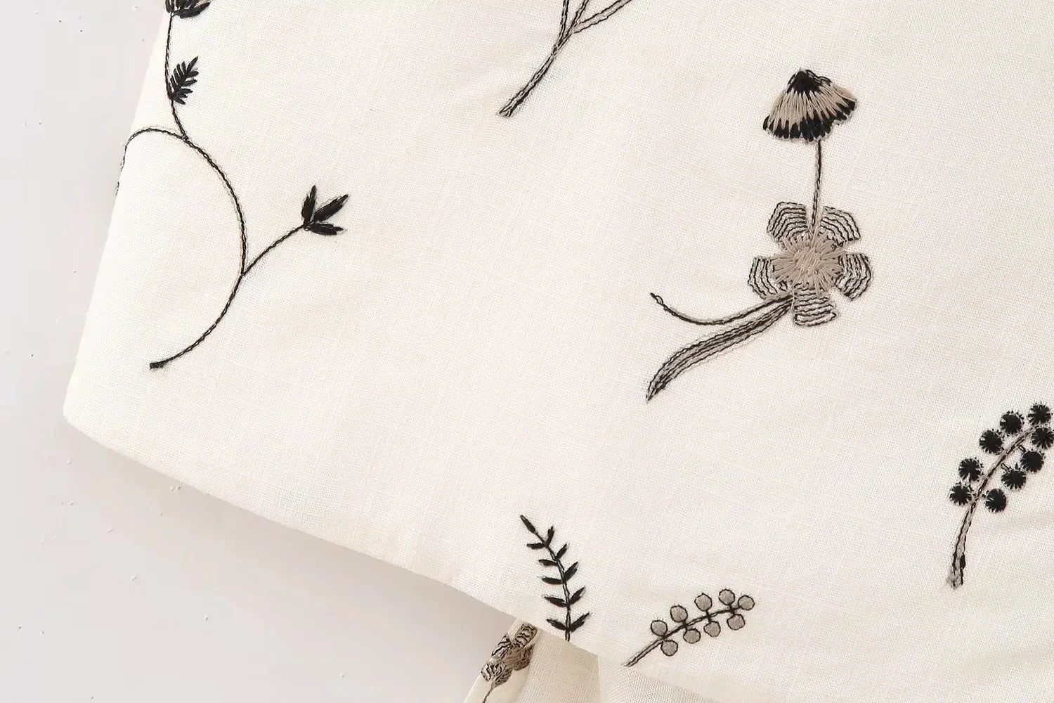 White Floral Two Piece Set – Embroidered Crop Top and Long Skirt