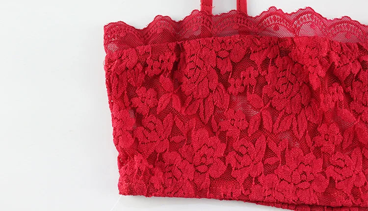 Red Lace Two Piece Set – Sleeveless Crop Top & Maxi Skirt