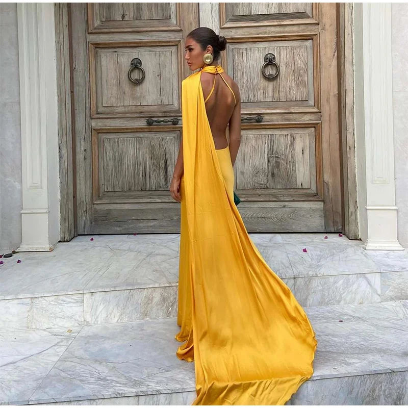 One Shoulder Satin Maxi Dress – Elegant Evening Gown